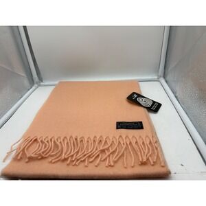 vintage peach Lambswool Fringe Scarf Made in Uruguay Woolmark Dry Clean Only